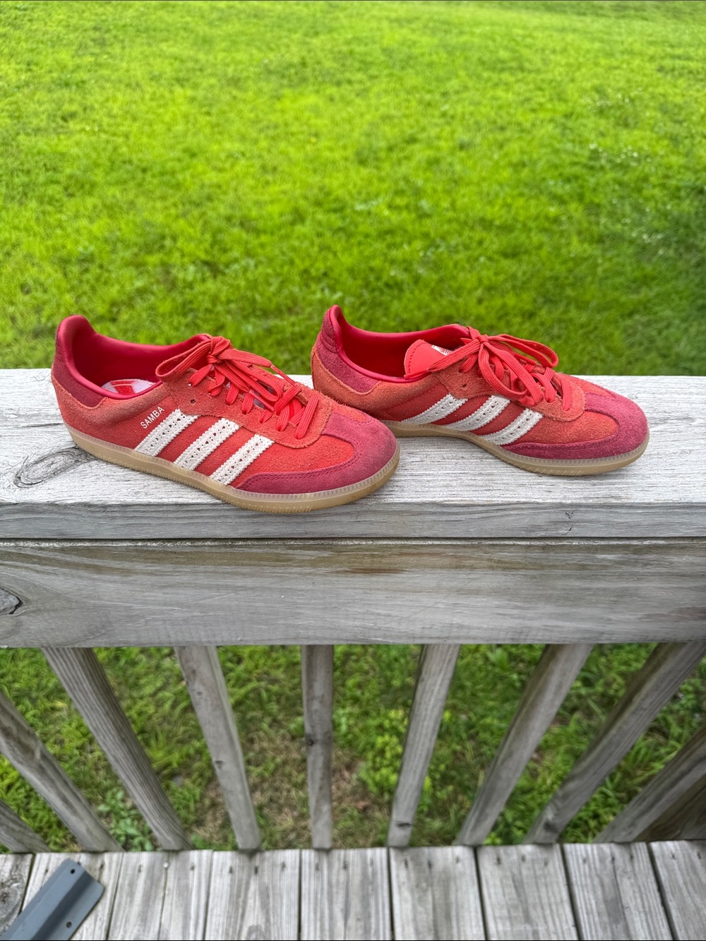 adidas Red and White Suede Sneakers for Women